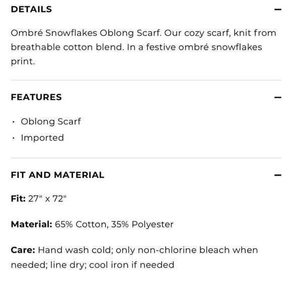 Talbots Ombré snowflakes Oblong scarf - Picture 5 of 8